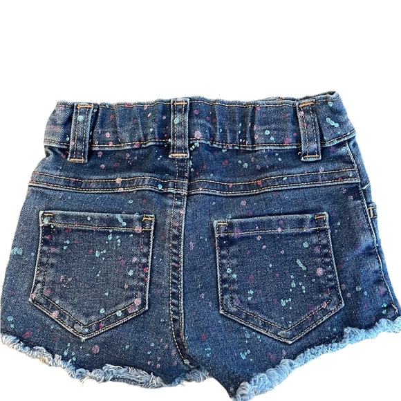 Garanimals Denim Raw Hem Splatter Adjustable Waist Snap Closure Jean Shorts 2T - Picture 2 of 3
